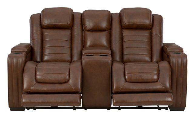 Signature Design by Ashley® Backtrack Chocolate Power Recliner Loveseat/Console/Adjustable Headrest-1
