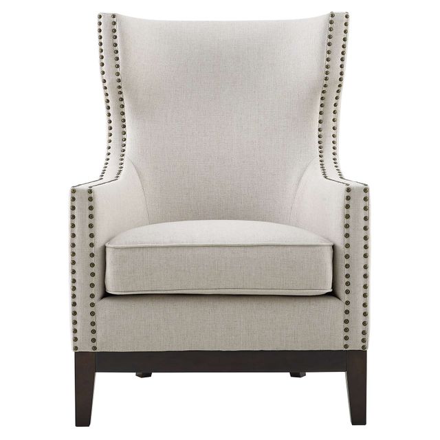 Steve Silver Co. Roswell Linen Accent Chair w/ Brass Nailhead-1