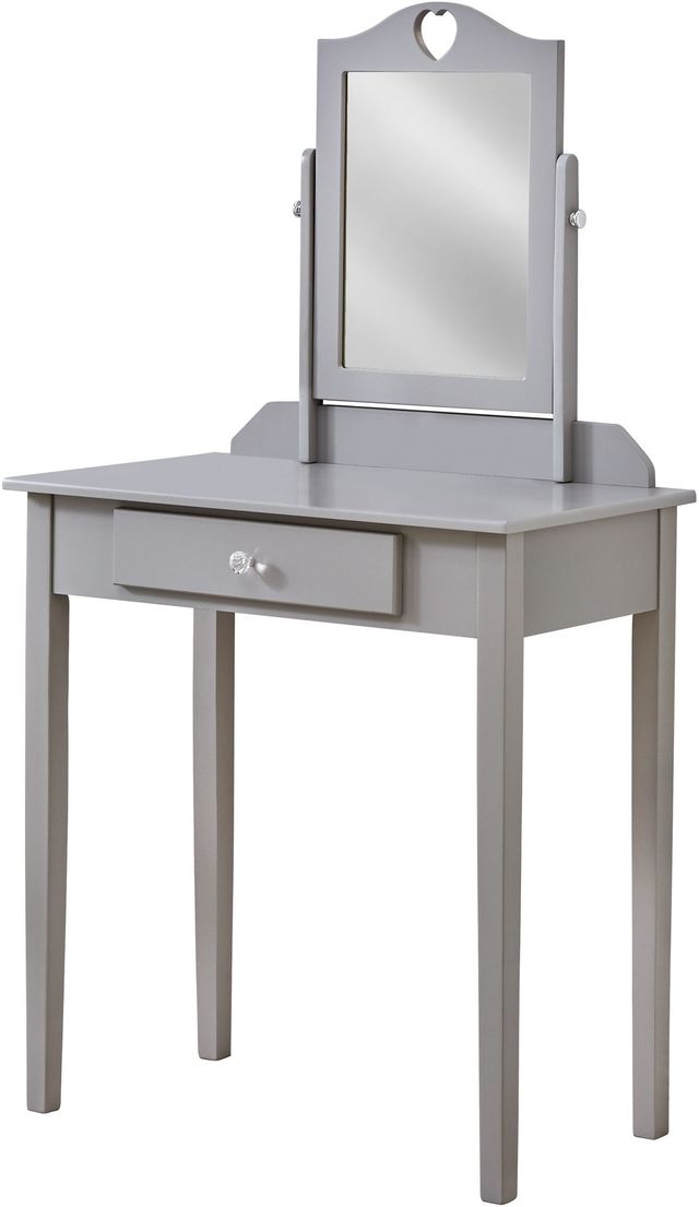 Monarch Specialties Inc. Grey Vanity Table with Mirror and Storage Drawer 0