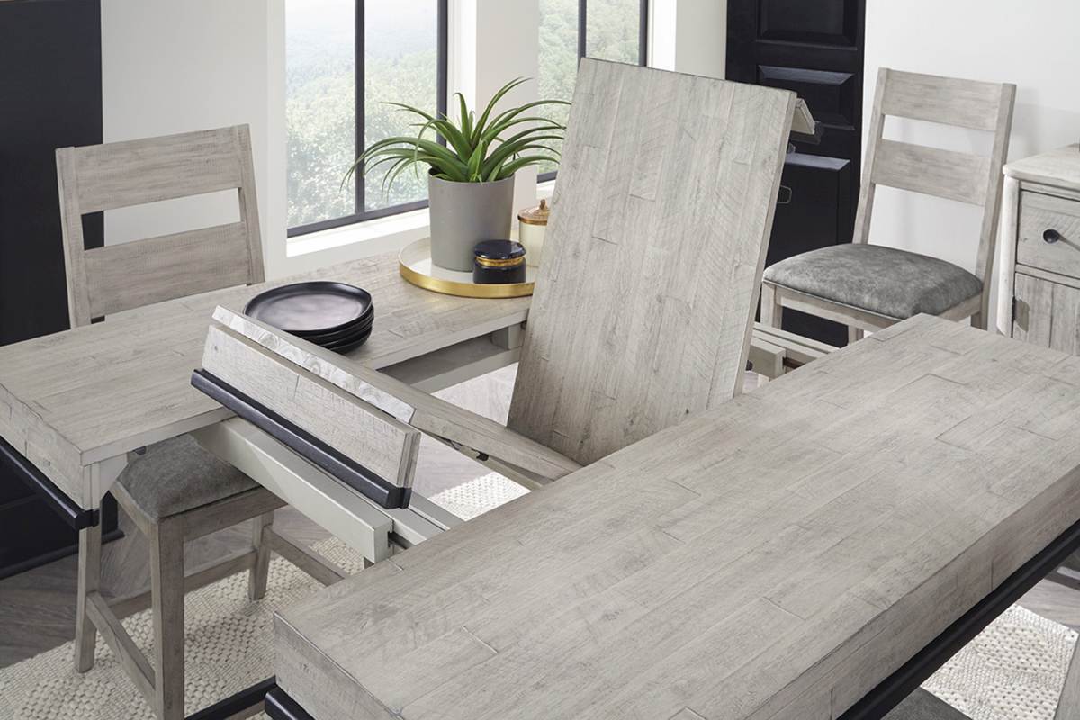 modena wood dining table in grey wash