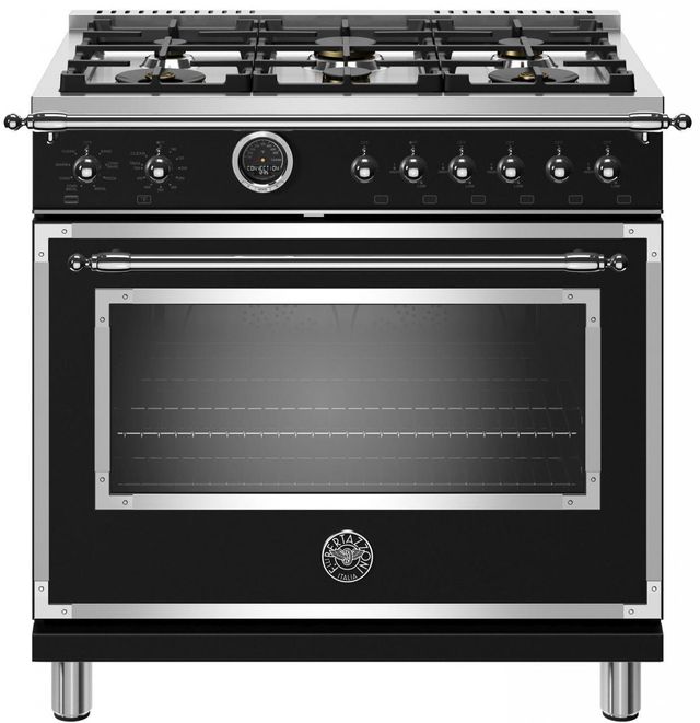 Front view of Bertazzoni HERT366DFSNET dual fuel range 