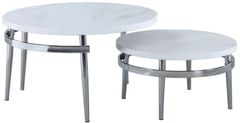Coaster® Avilla White/Chrome Round Nesting Coffee Table