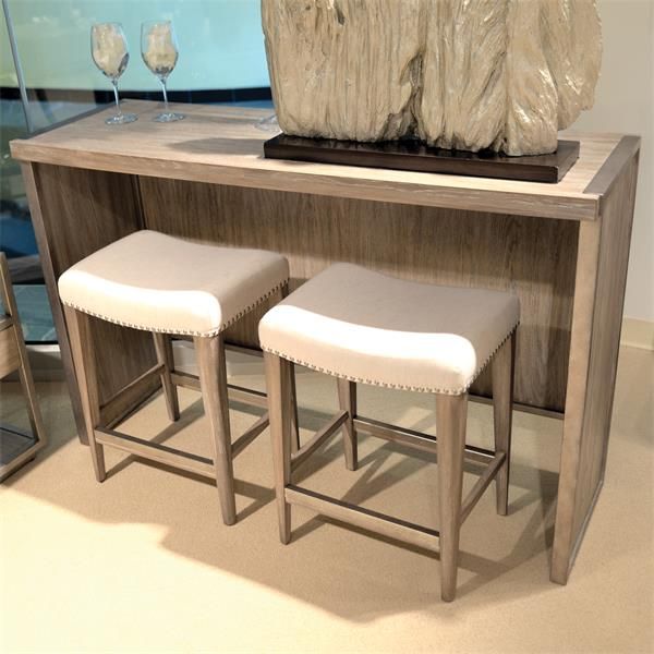 Riverside Furniture Sophie Sofa Table With Backless Upholstered Stools 9