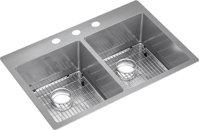 Elkay® Crosstown Stainless Steel Equal Double Bowl Dual Mount Kitchen Sink Kit-1