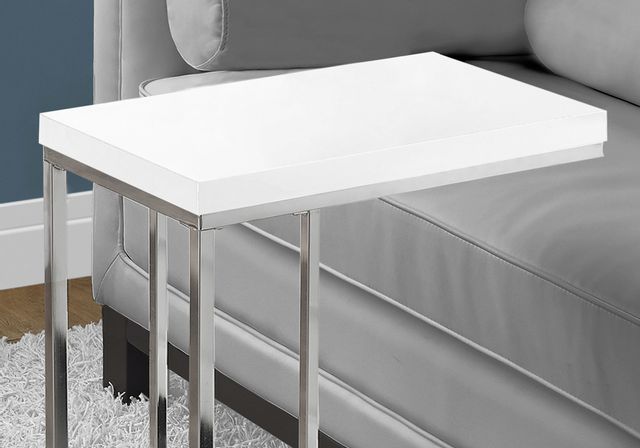 Monarch Specialties Inc. Glossy White Chrome Metal Accent Table 4