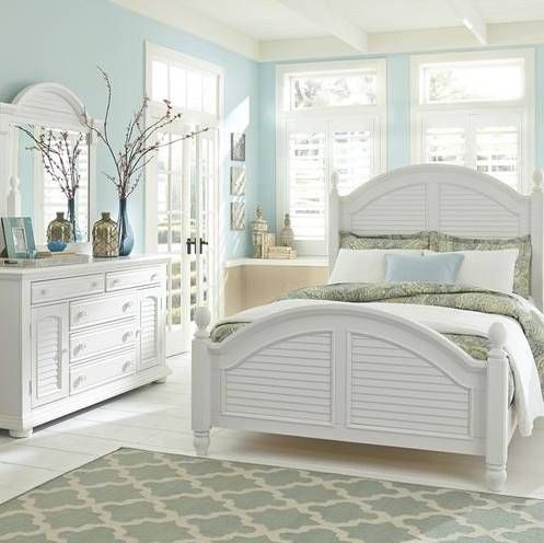 Liberty Summer House l Bedroom King Poster Bed, Dresser, Mirror and Chest Collection