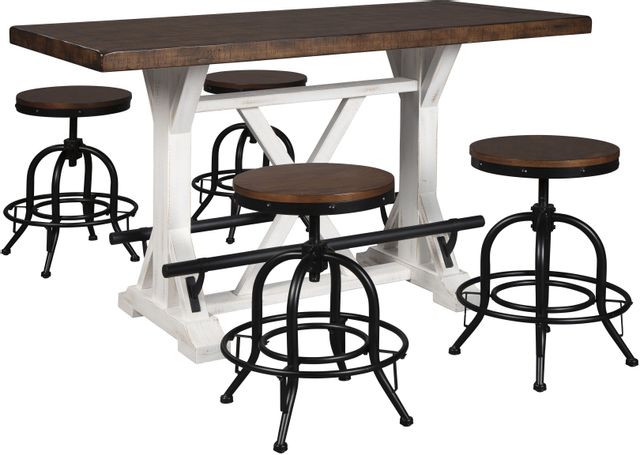 Signature Design by Ashley® Valebeck 5-Piece White/Brown Counter Height Dining Set 0