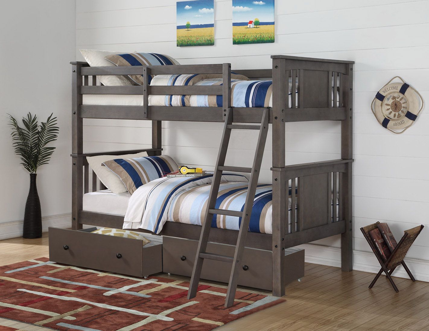 Donco Trading Company Twin over Twin Princeton Bunk Bed with Drawers