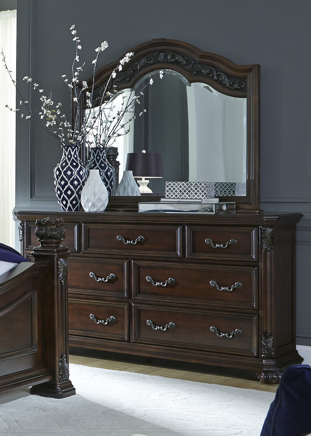 Liberty Furniture Messina Estates Bedroom King Poster Bed, Dresser, and Mirror Collection 2