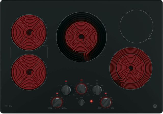 GE Profile™ Series 30" Black with Stainless Steel Electric Cooktop 1