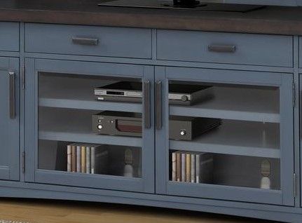 Parker House® Americana Modern Denim 92 in. TV Console with Hutch with LED Lights 1