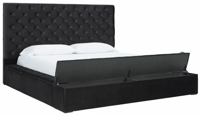 Signature Design by Ashley® Lindenfield Black Queen Upholstered Bed with Storage 18
