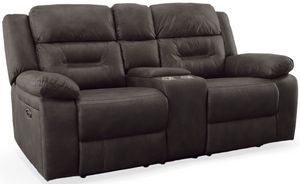 Elements International Crusader Sierra Charcoal Reclining Loveseat with Console