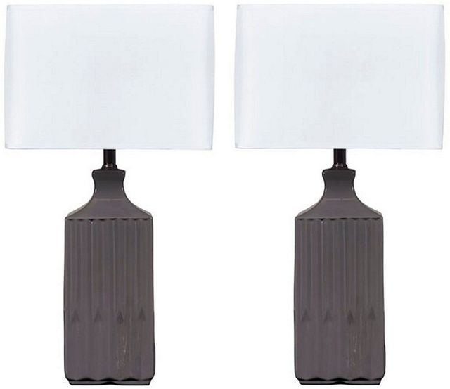 Signature Design by Ashley® Patience Gray 2 Piece Table Lamps Set