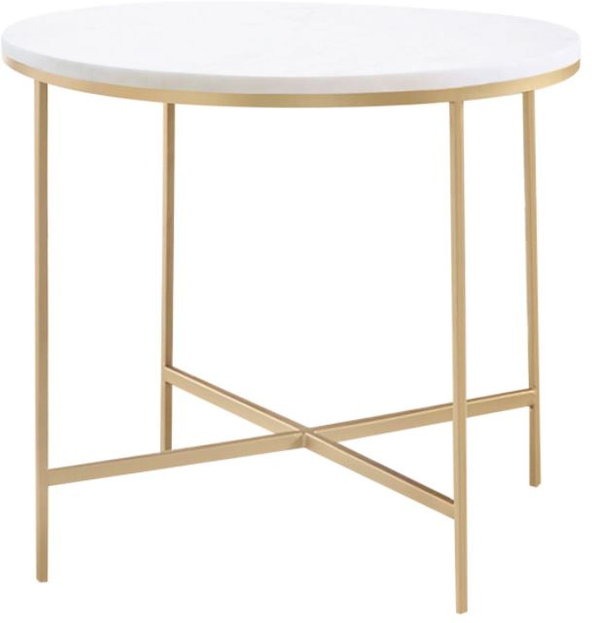 Coaster Ellison White Gold Round X Cross End Table Colder s