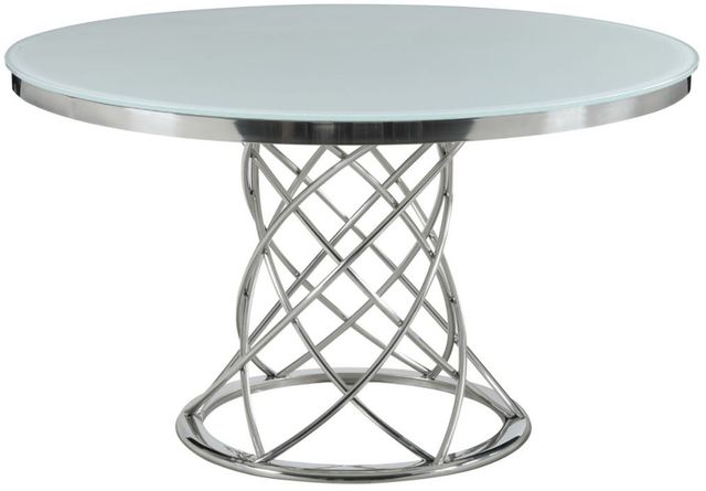 white and chrome round kitchen table