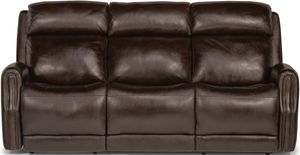 Flexsteel® Stanley Dark Brown Power Reclining Sofa with Power Headrests