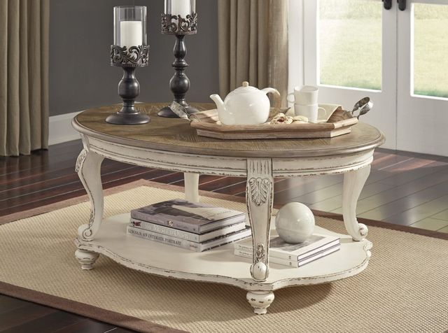 Signature Design by Ashley® Realyn White/Brown Oval Coffee Table 4