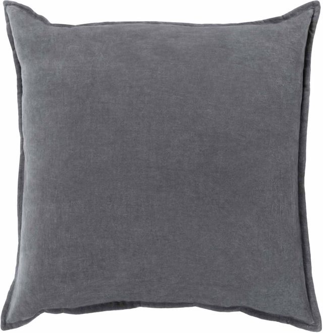 Surya Cotton Velvet Charcoal 20"x20" Pillow Shell with Down Insert-0