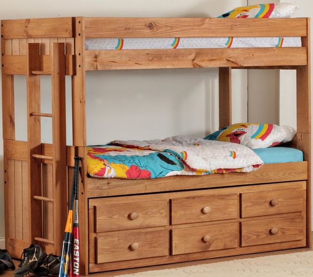 Simply Bunk Beds Saddlebrook Twin/Twin Panel Tall Bunk Bed with Storage ...