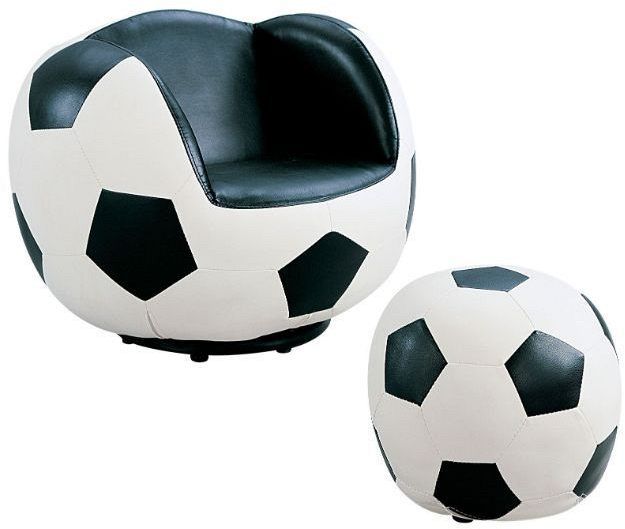 ACME Furniture All Star 2 Piece Black and White Soccer Chair and Ottoman Set