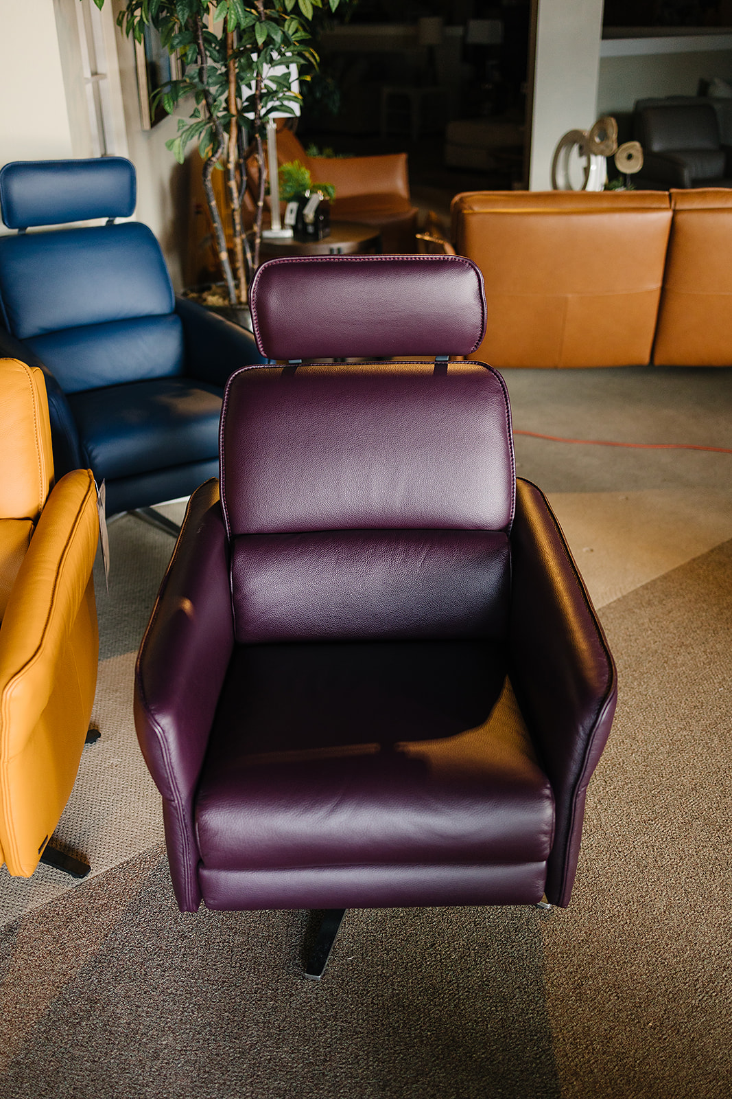 Purple leather clearance recliner