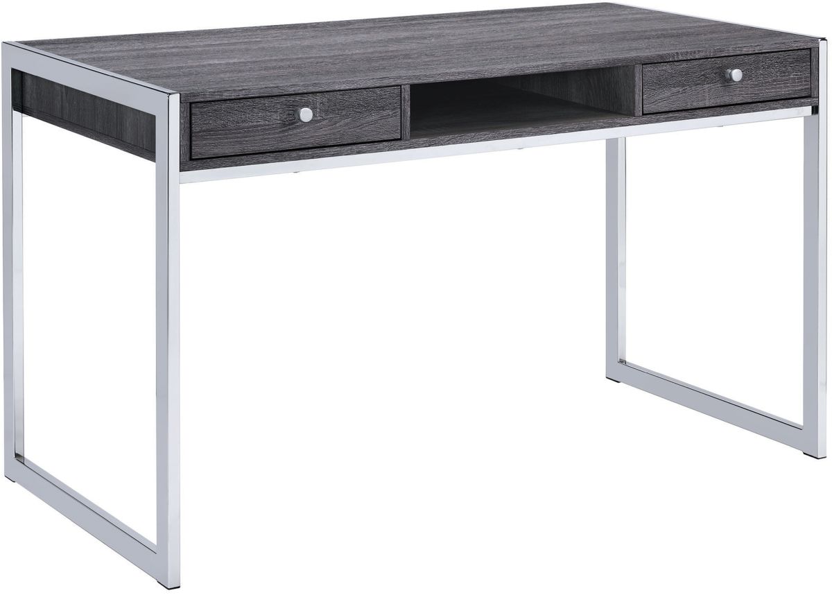 Coaster® Wallice Weathered Grey And Chrome2-Drawer Writing Desk