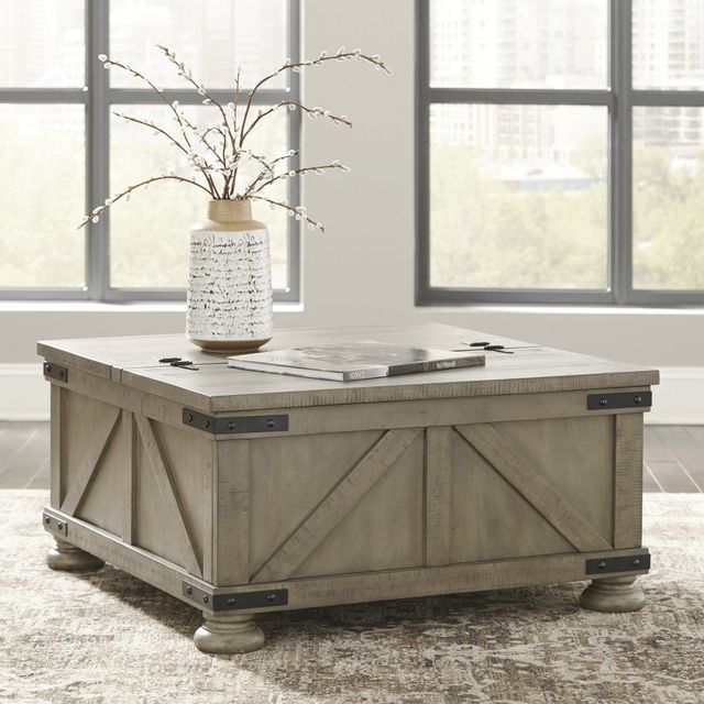 Signature Design by Ashley® Aldwin Gray Coffee Table with Lift Top Storage 7