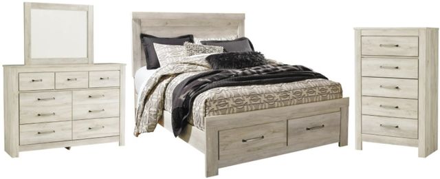Signature Design by Ashley® Bellaby 4-Piece Whitewash Queen Storage Platform Bed Set