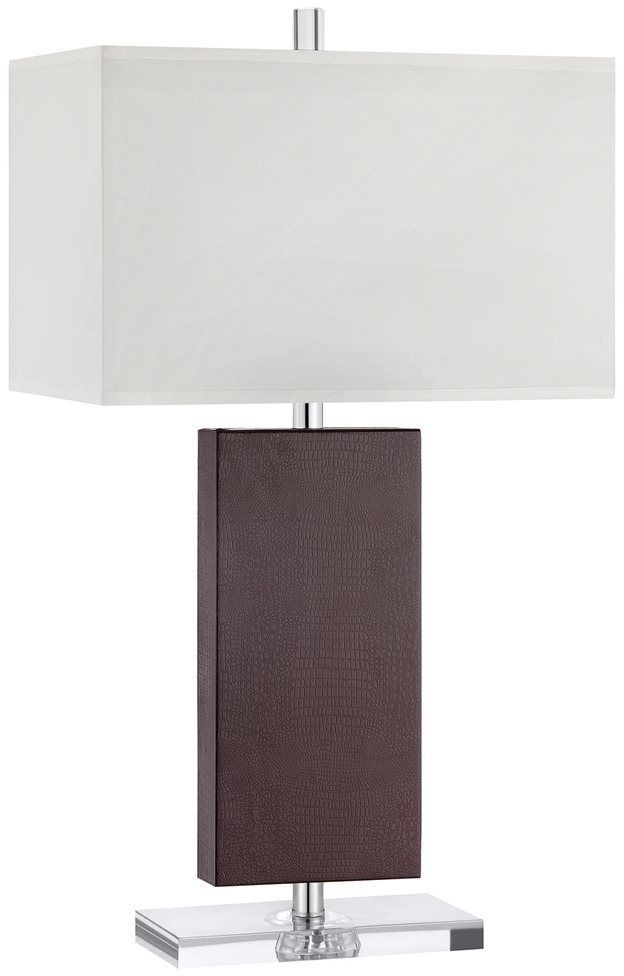 Stein World Andrew Table Lamp In Hand-Stitched Leather And Acrylic With White Fabric Hardback Shade
