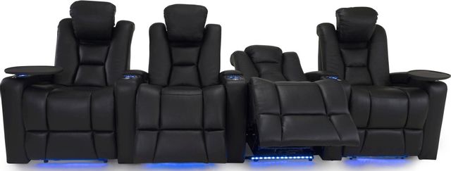 RowOne Revolution Home Entertainment Seating Black 4-Chair Straight Row 1