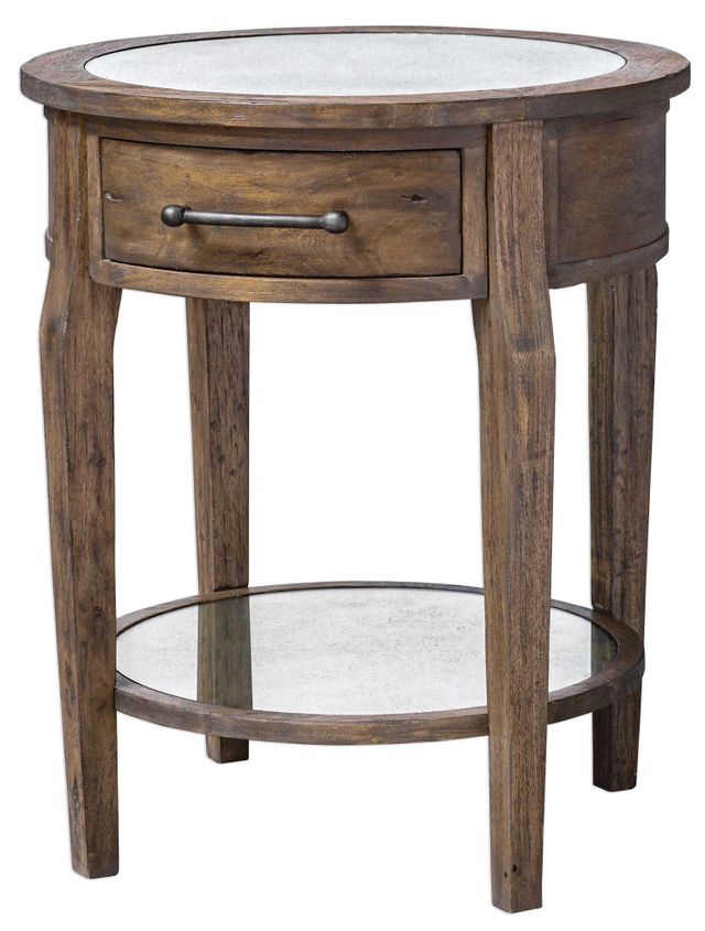 Uttermost® Raelynn Weathered Pecan Lamp Table with Glass Top Insert-1