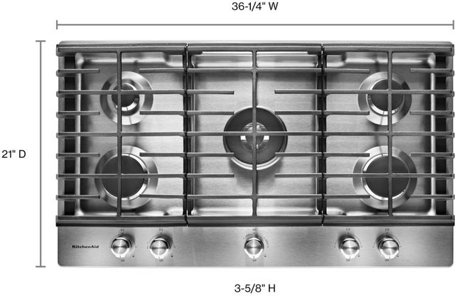 KitchenAid® 36'' Stainless Steel Gas Cooktop-1