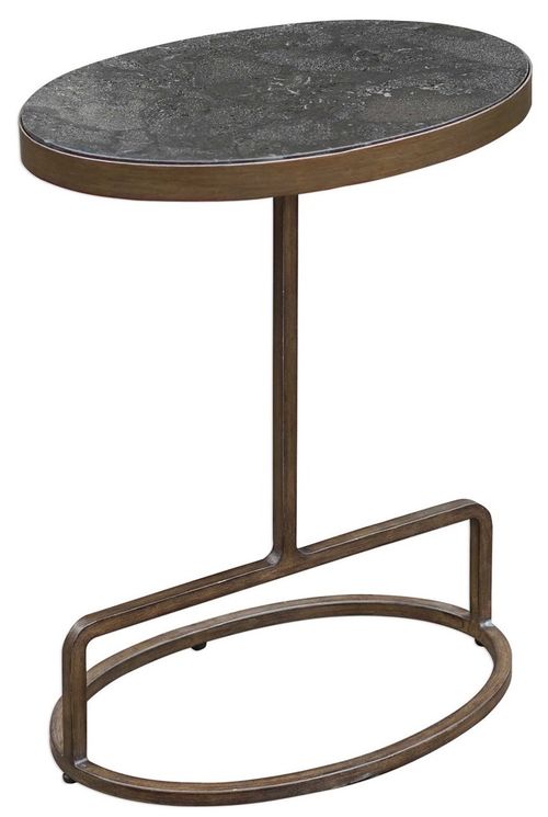 Uttermost® Jessenia Dark Gray Accent Table with Antiqued Brushed Gold Base