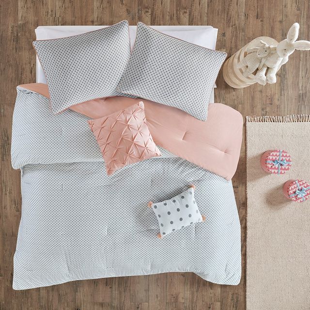 Olliix by Mi Zone Kids Aurora Blush Twin Cotton Reversible Comforter Set, Big Sandy Superstore
