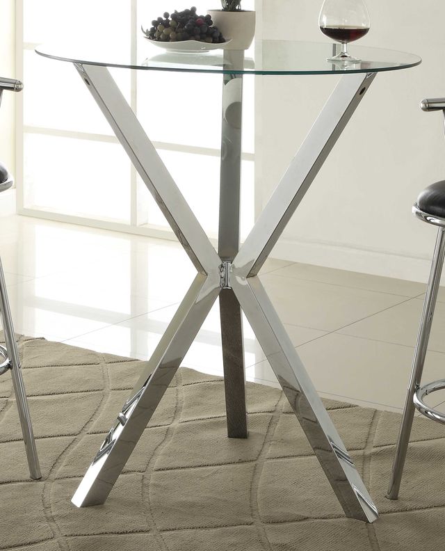 Coaster® Chrome Round Glass Top Bar Table Chrome 1
