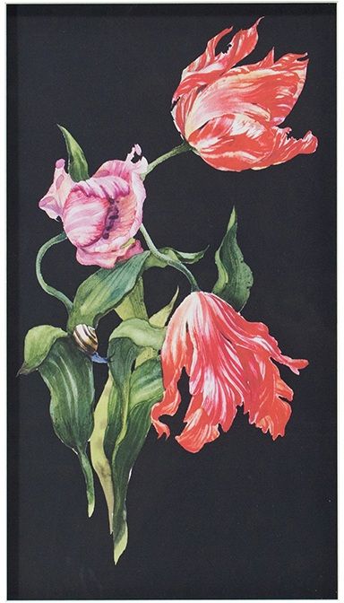 A & B Home Set of Two Black/Pink/White Floral Wall Art-3