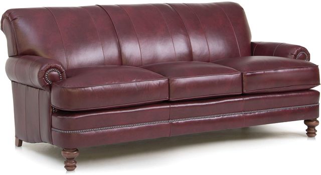 Smith Brothers 346 Collection Red Leather Sofa 0