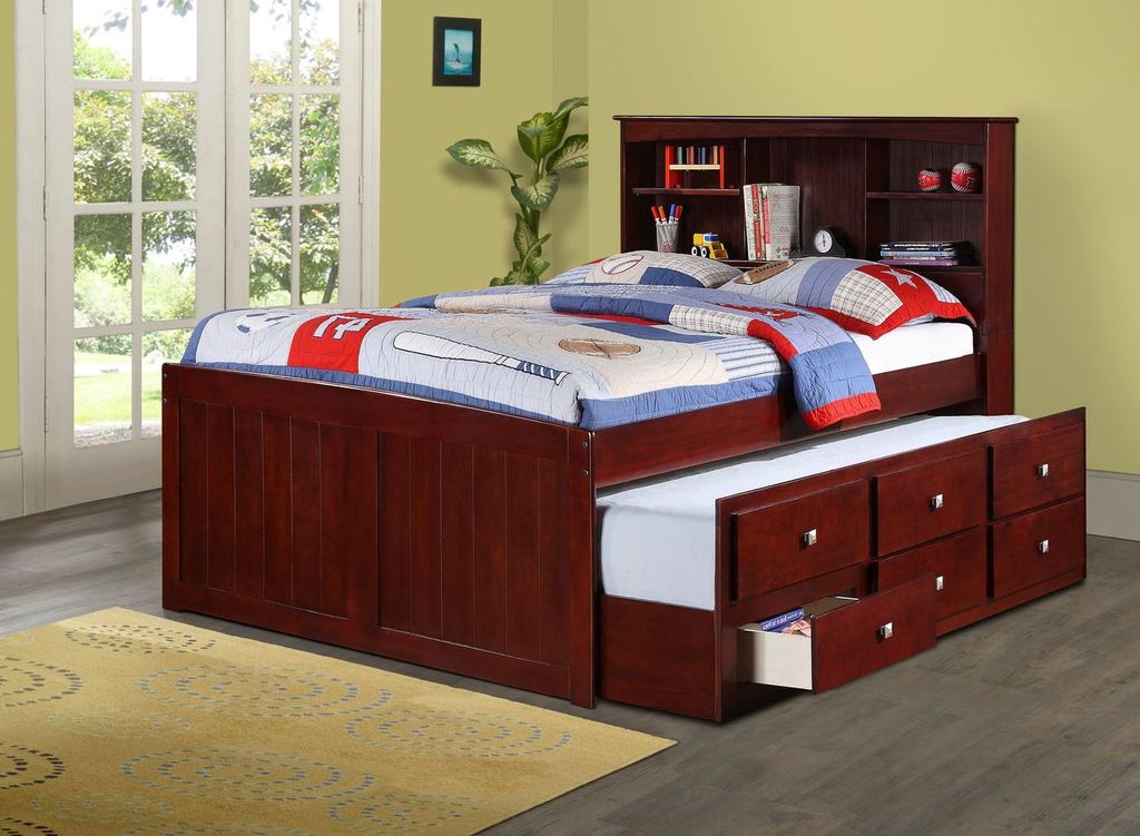 Donco Trading Company Bookcase Captains Trundle Bed