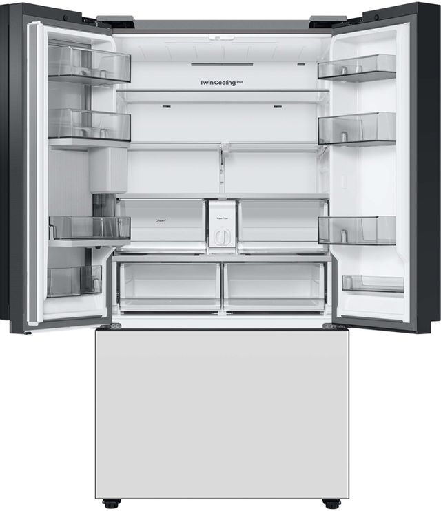 Samsung Bespoke 30 Cu. Ft. White Glass 3-Door French Door Refrigerator with Beverage Center™ 3