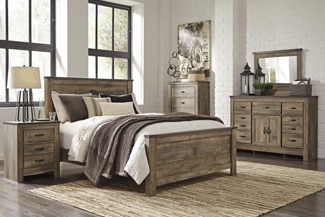 Signature Design By Ashley Trinell 4 Piece Rustic Brown Queen Bedroom Set B446 57 54 96 32 26 92 Miskelly Furniture
