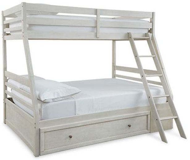 Signature Design by Ashley® Robbinsdale Antique White Twin/Full Bunk Bed with Storage