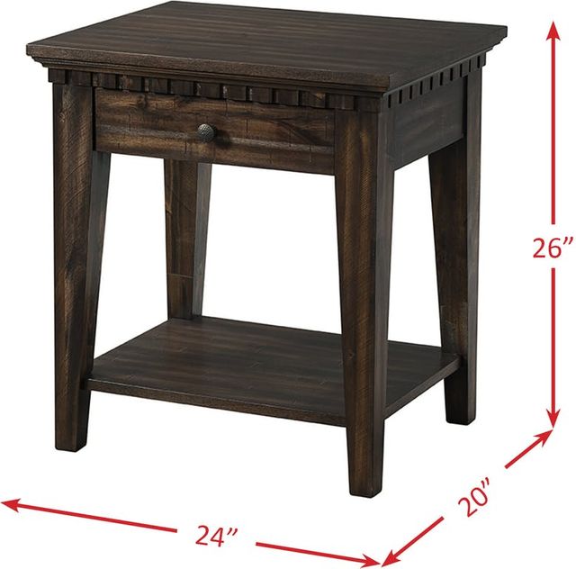Elements International Morrison Smokey Gray Oak Side Table with Drawer Storage 1