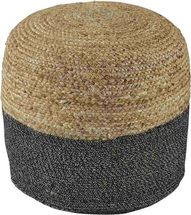 Signature Design by Ashley® Sweed Valley Natural/Black Pouf | The Sleep