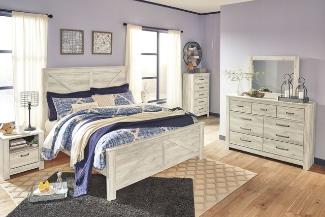 Signature Design by Ashley® Bellaby Whitewash King Crossbuck Panel Bed-2