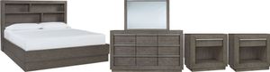 Benchcraft® Anibecca 5-Piece Weathered Gray Queen Bookcase Bed Set