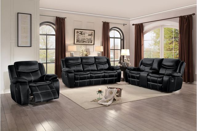 Homelegance® Bastrop Black Double Reclining Glider Loveseat with Center Console 2