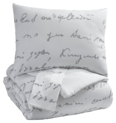Signature Design by Ashley® Adrianna Gray/White Queen Comforter Set-0