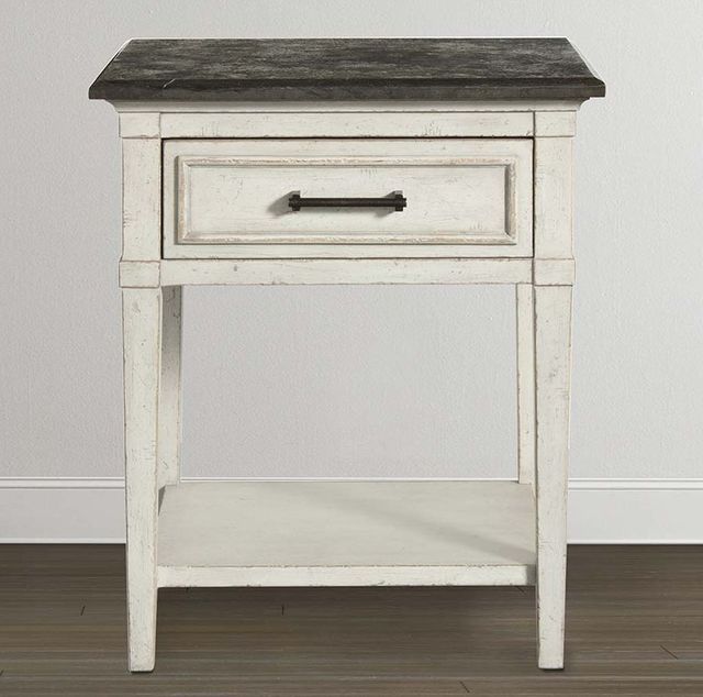 Bassett® Furniture Bella Aged Whitestone Stone Top Bedside Table