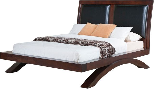 Elements International Raven Dark Wood Queen Upholstered Bed-0